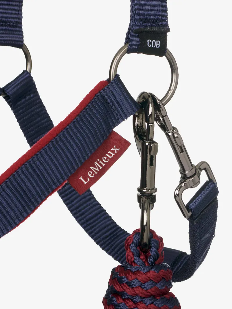 LeMieux Vogue Fleece Headcollar  and Leadrope Burgandy Navy-2